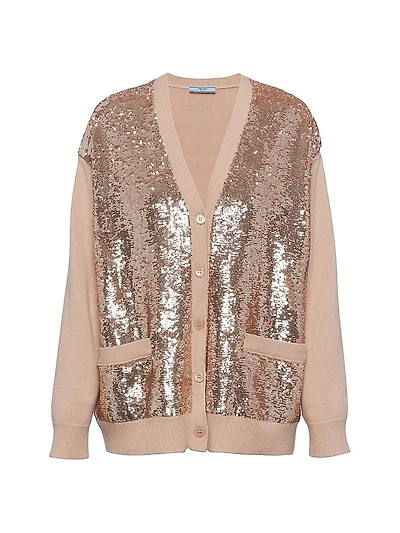 Cashmere and Wool Cardigan with Sequins