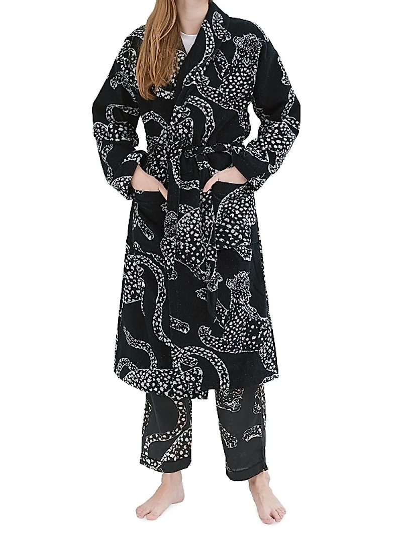 Jaguar Print Terry Cotton Robe