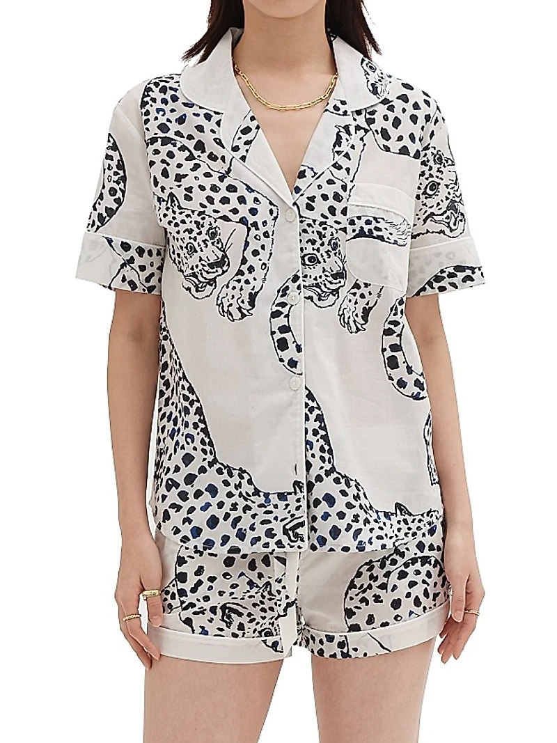 Jaguar Print Cotton Short Pajama Set