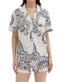 Jaguar Print Cotton Short Pajama Set