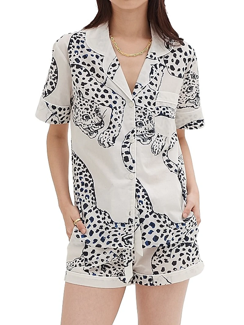 Jaguar Print Cotton Short Pajama Set