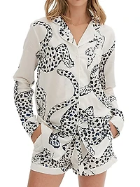 Jaguar Print Cotton Signature Pajama Set