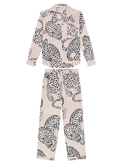 2-Piece Jag-Print Cotton Pajama Set