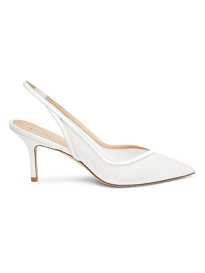 Eva 75MM Glitter Mesh Slingback Pumps
