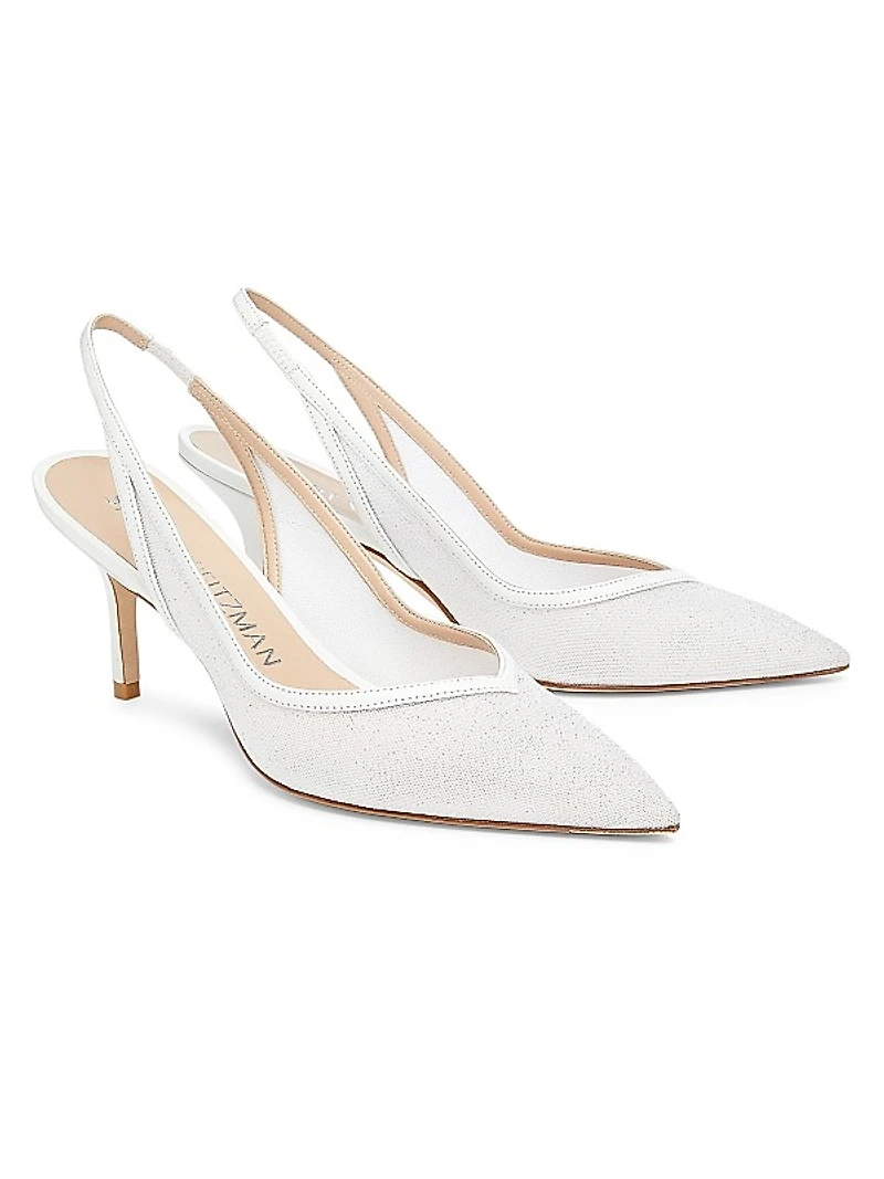Eva 75MM Glitter Mesh Slingback Pumps