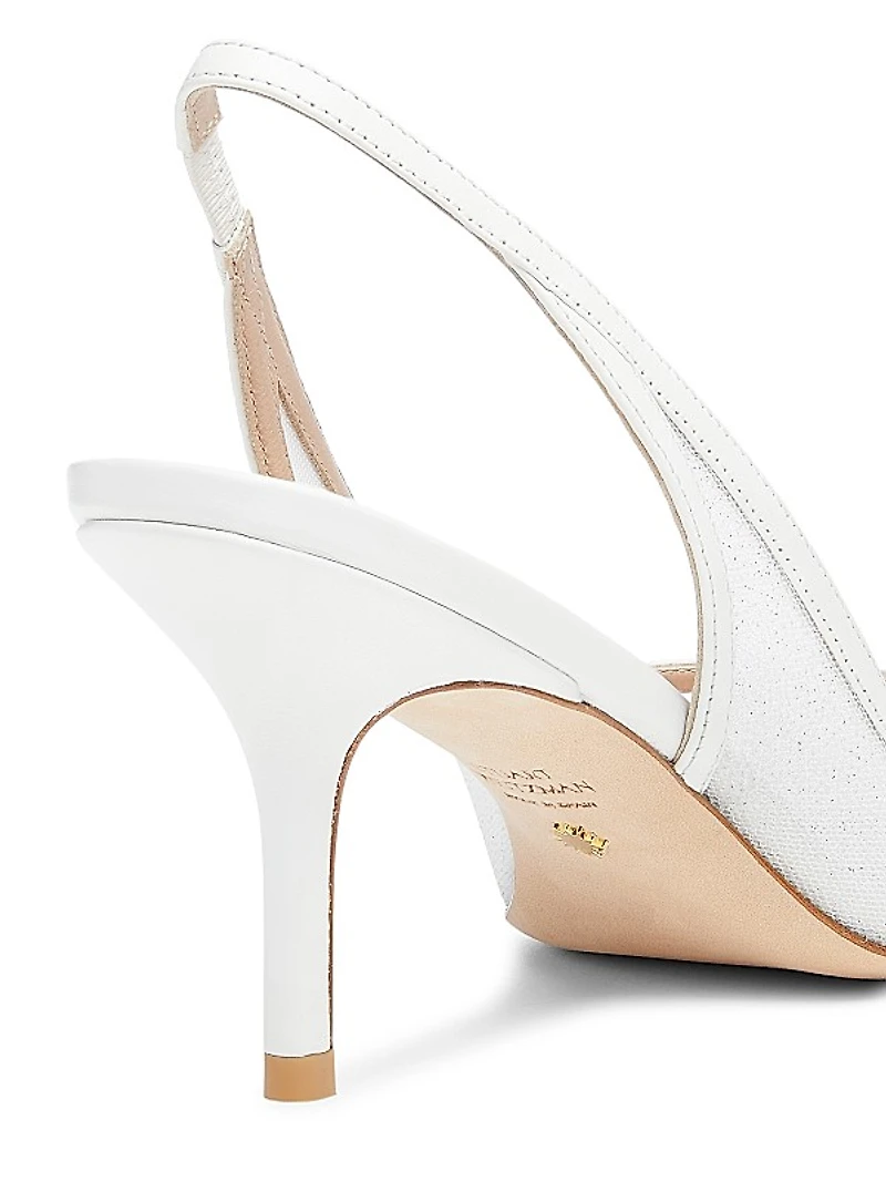 Eva 75MM Glitter Mesh Slingback Pumps