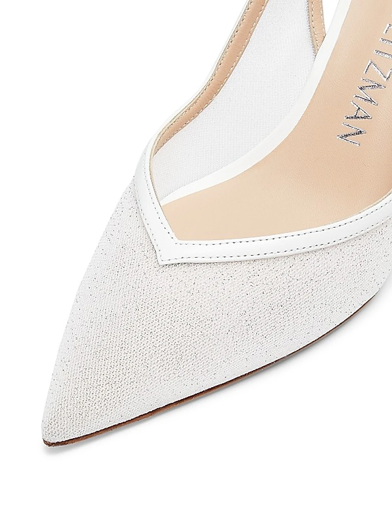 Eva 75MM Glitter Mesh Slingback Pumps