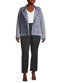 Fringe Cotton Blend Open-Front Jacket