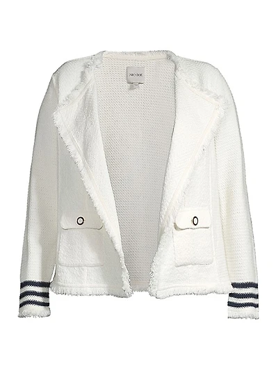 Fringed Cotton-Blend Open-Front Cardigan