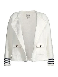 Fringed Cotton-Blend Open-Front Cardigan