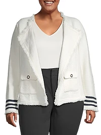 Fringed Cotton-Blend Open-Front Cardigan