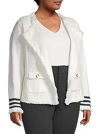 Fringed Cotton-Blend Open-Front Cardigan