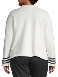 Fringed Cotton-Blend Open-Front Cardigan