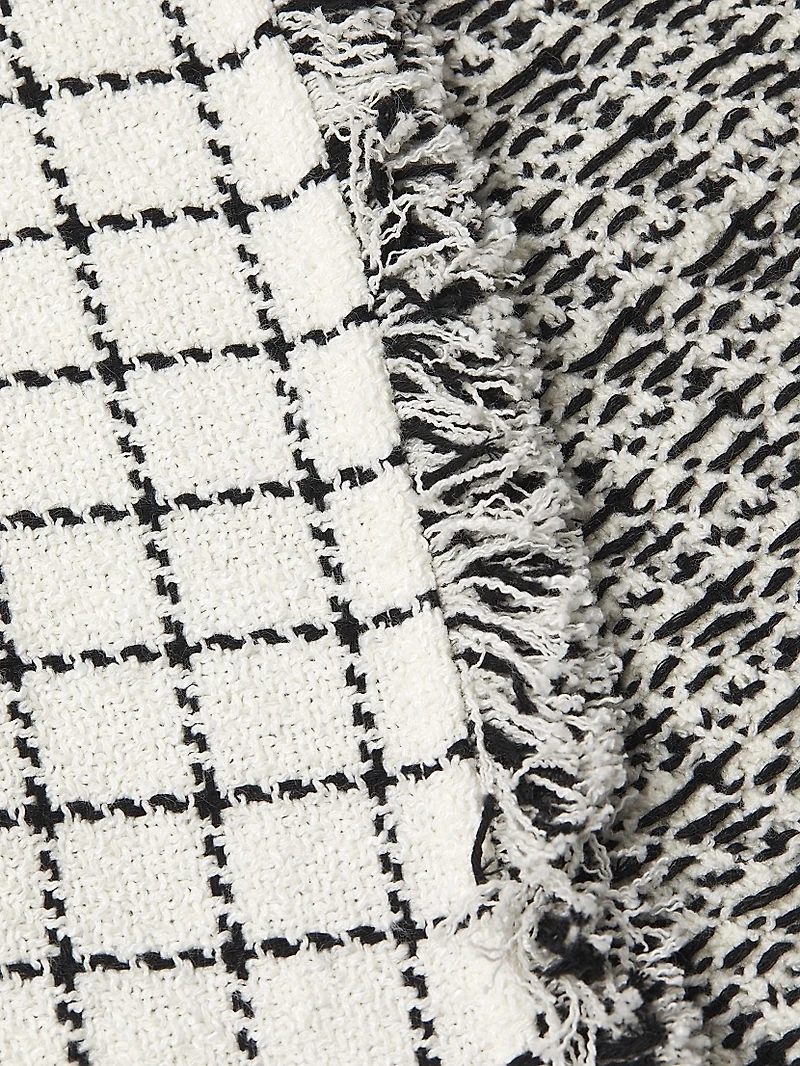 Grid Fringe Mix Knit Jacket