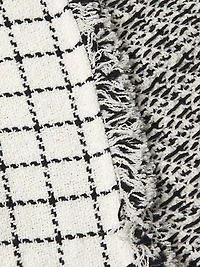 Grid Fringe Mix Knit Jacket