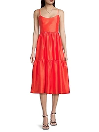 Tommy Taffeta Tiered Midi-Dress