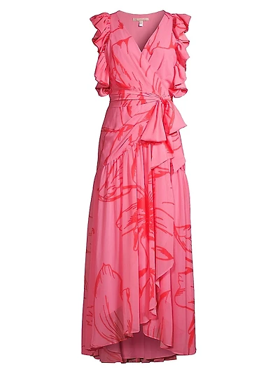 Beck Chiffon Floral Wrap Maxi Dress