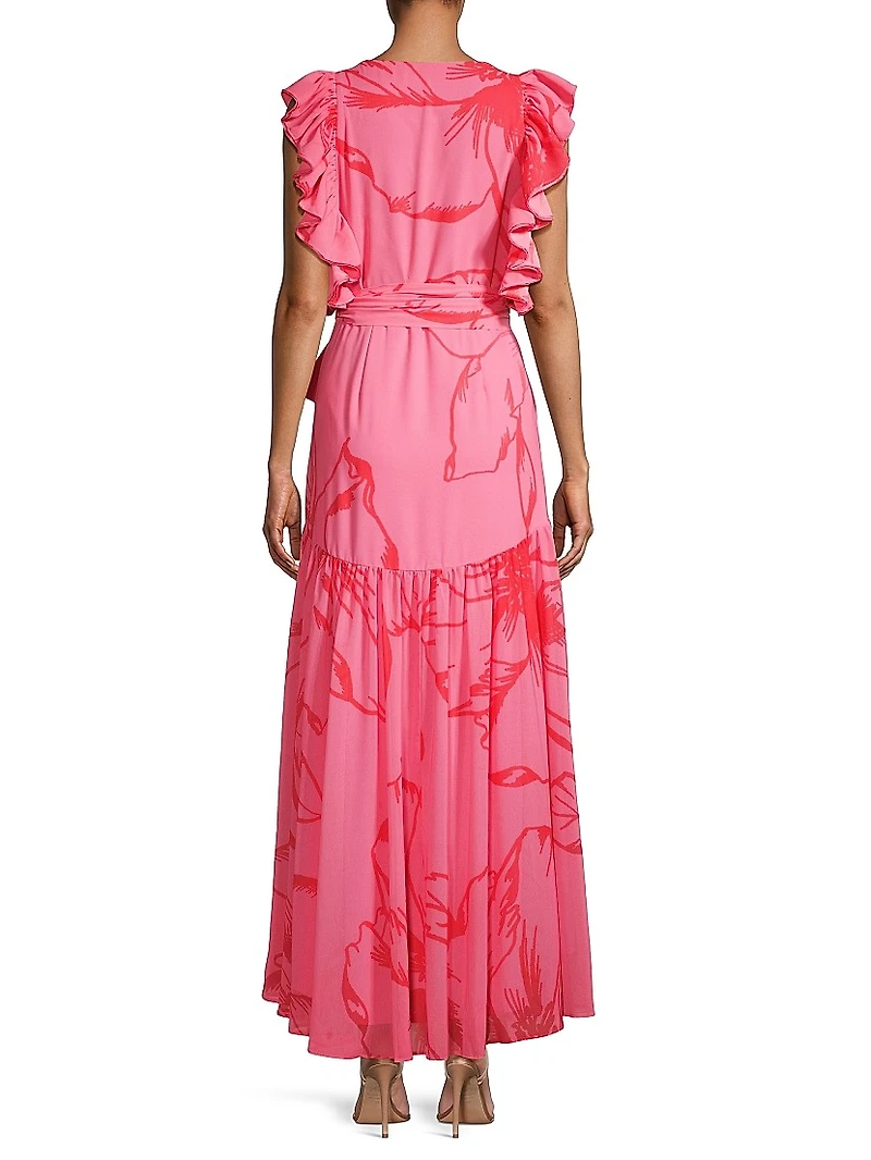 Beck Chiffon Floral Wrap Maxi Dress
