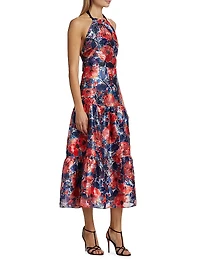 Hayden Poppy Jacquard Midi-Dress