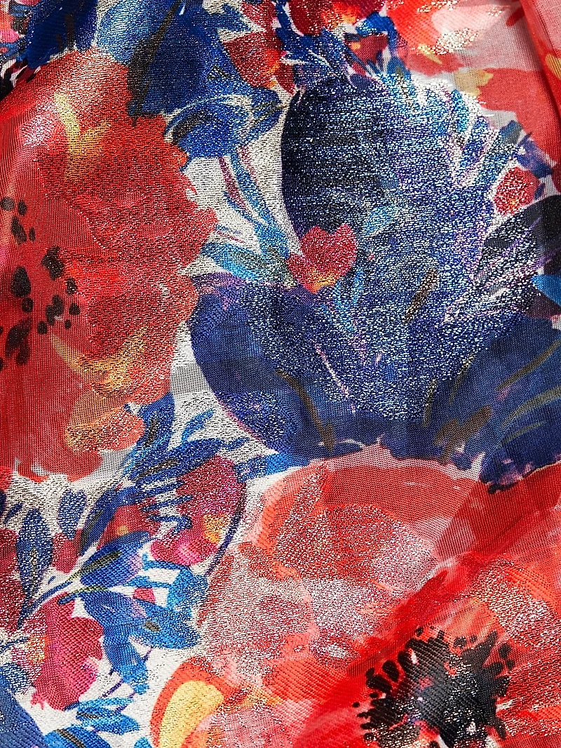 Hayden Poppy Jacquard Midi-Dress