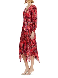 Liora Windmill Floral Pleated Midi-Dress