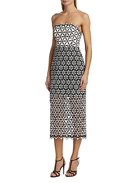 Geometric Star Lace Midi-Dress