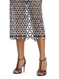 Geometric Star Lace Midi-Dress