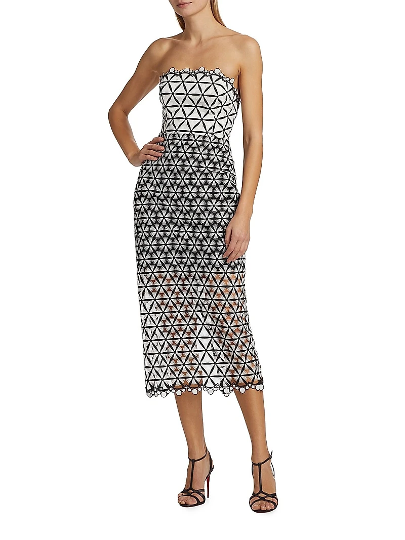 Geometric Star Lace Midi-Dress
