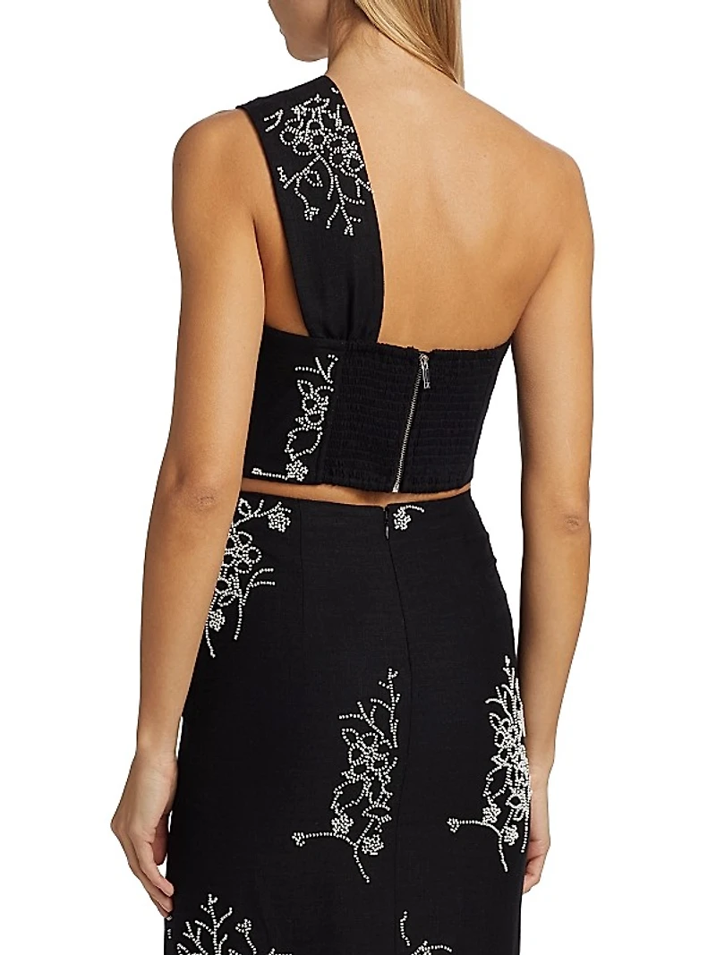 Beaded One-Shoulder Top
