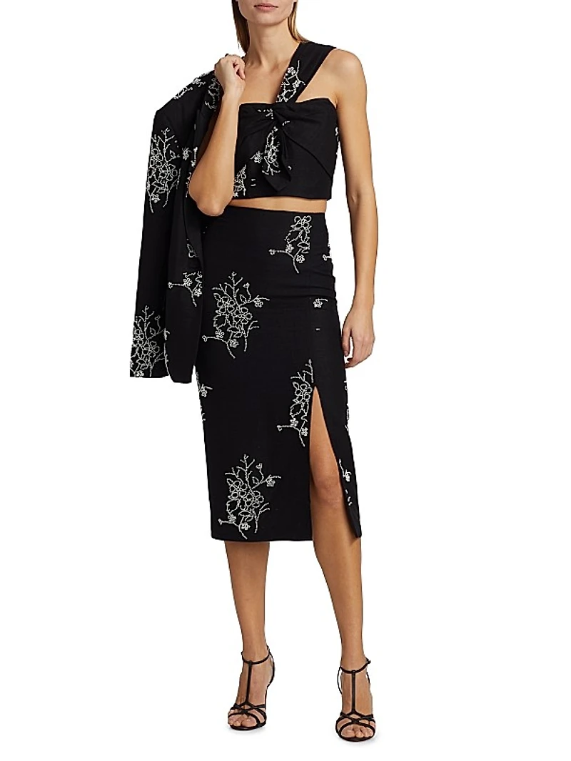 Beaded One-Shoulder Top