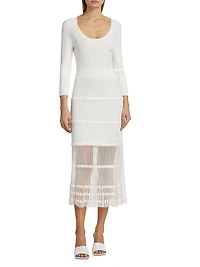 Sheer Rib-Knit Midi-Dress