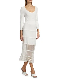 Sheer Rib-Knit Midi-Dress