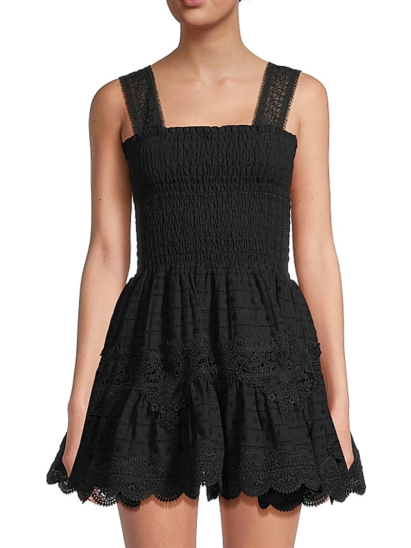 Eternus Leah Smocked Eyelet Minidress