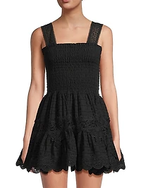 Eternus Leah Smocked Eyelet Minidress