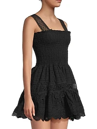 Eternus Leah Smocked Eyelet Minidress