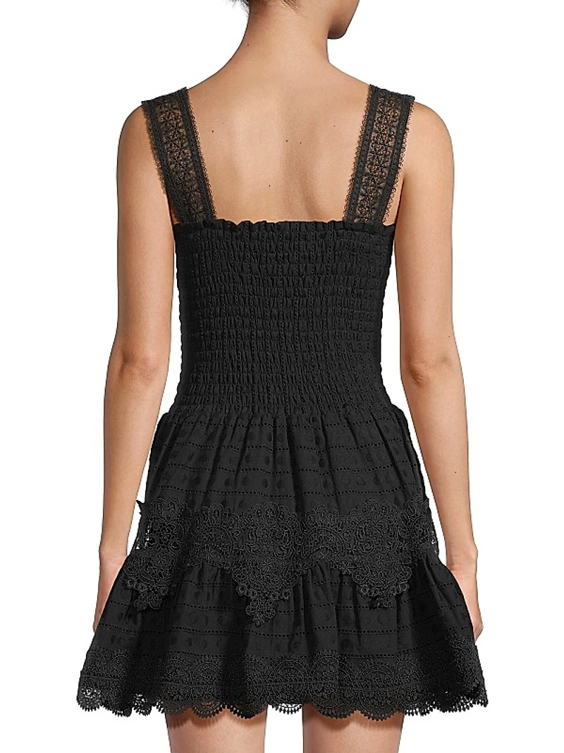 Eternus Leah Smocked Eyelet Minidress