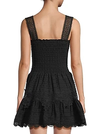 Eternus Leah Smocked Eyelet Minidress
