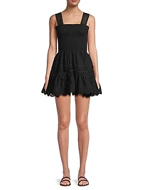 Eternus Leah Smocked Eyelet Minidress