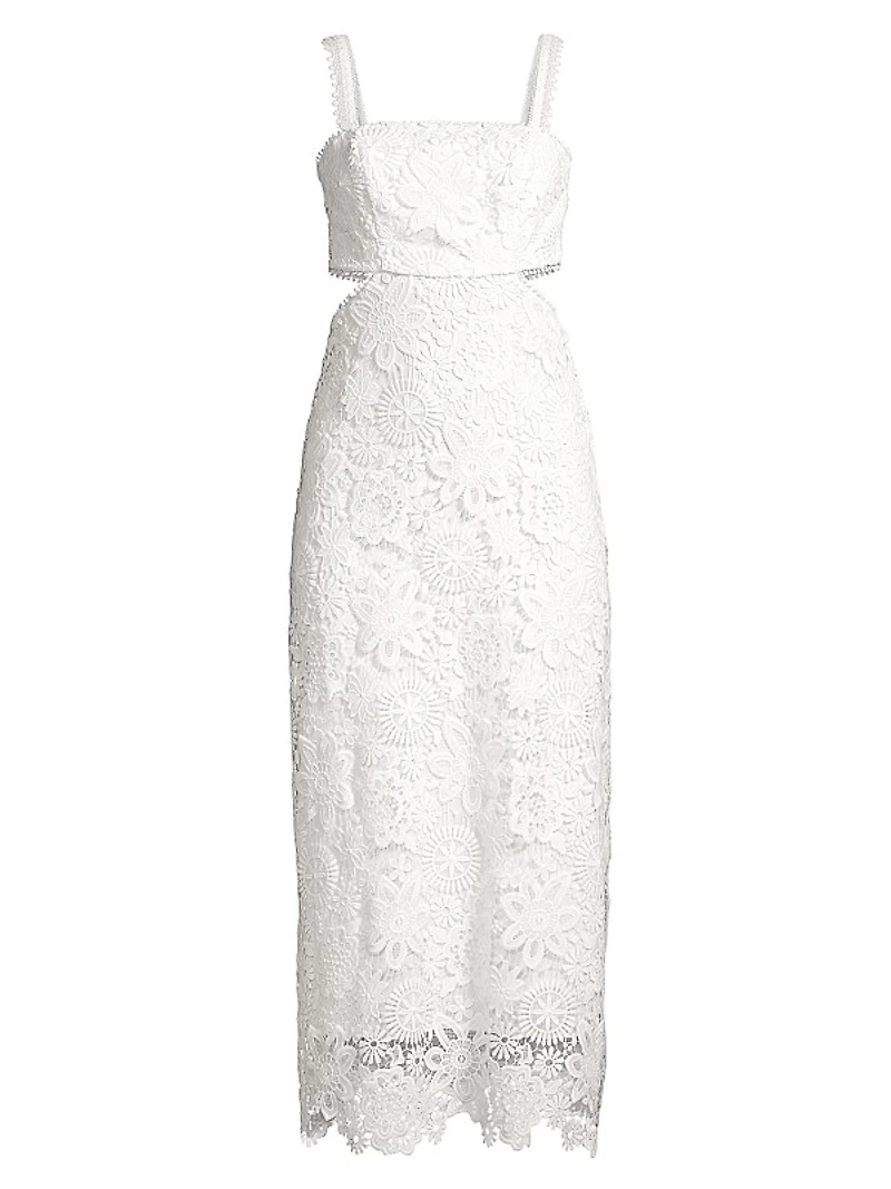 Eternus Moss Cut-Out Lace Midi Dress