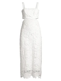 Eternus Moss Cut-Out Lace Midi Dress