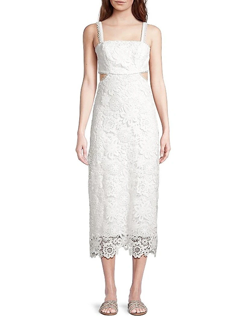 Eternus Moss Cut-Out Lace Midi Dress