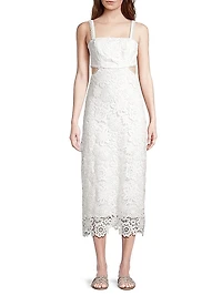 Eternus Moss Cut-Out Lace Midi Dress