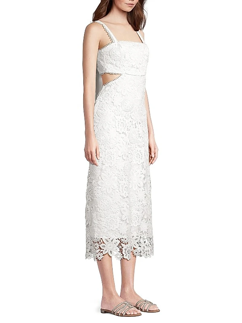 Eternus Moss Cut-Out Lace Midi Dress