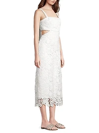 Eternus Moss Cut-Out Lace Midi Dress