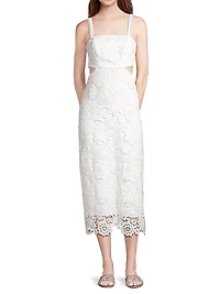 Eternus Moss Cut-Out Lace Midi Dress