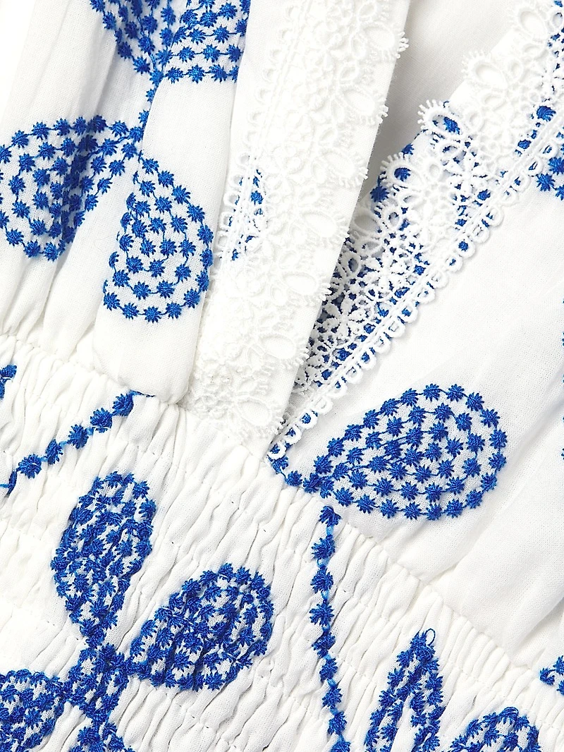 Eternus Pauline Embroidered Puff-Sleeve Minidress