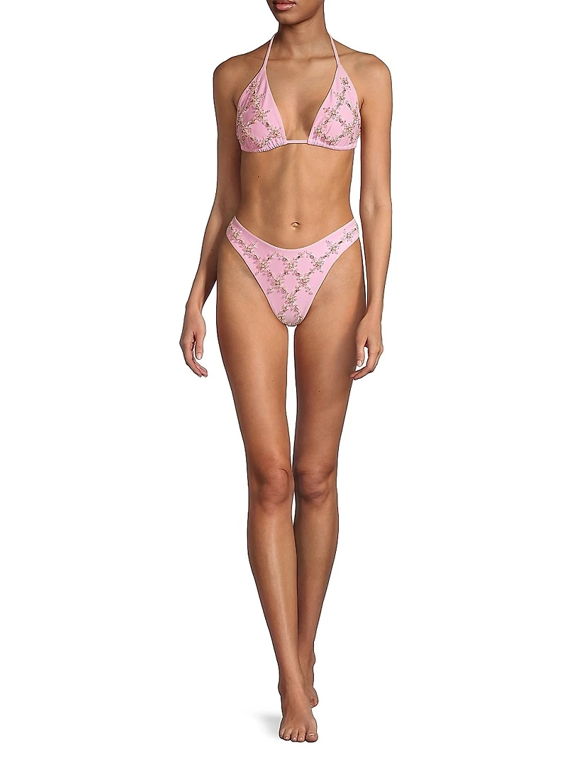 Rose Hand Embroidered Bikini