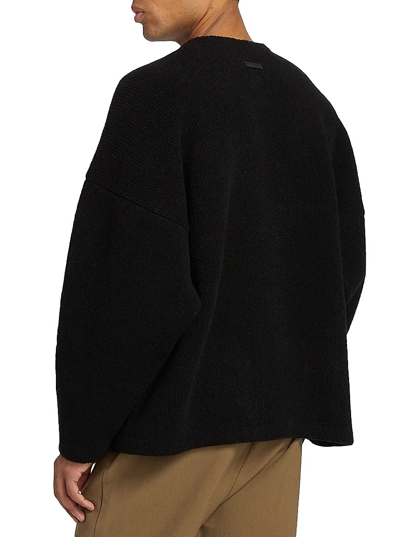 Boucle Square-Neck Relaxed Sweater