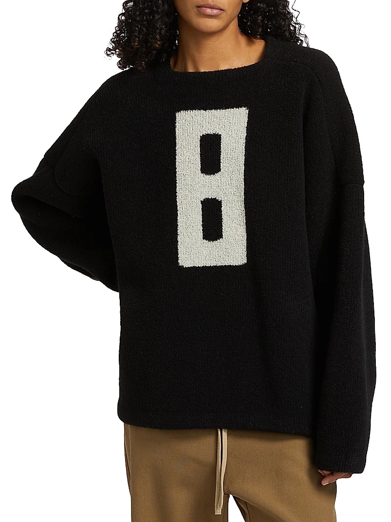 Boucle Square-Neck Relaxed Sweater
