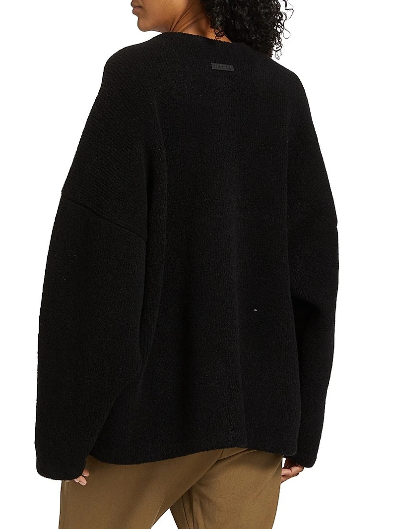 Boucle Square-Neck Relaxed Sweater